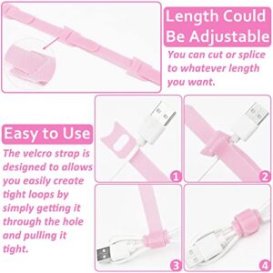 70pcs Computer Cable Ties, Wire Ties, Cord Ties Reusable for Electronics, Hook and Loop Microfiber Cable Ties Extension for Storage, pink, 4, 6, 8 inch