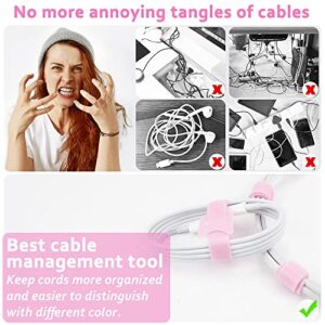 70pcs Computer Cable Ties, Wire Ties, Cord Ties Reusable for Electronics, Hook and Loop Microfiber Cable Ties Extension for Storage, pink, 4, 6, 8 inch