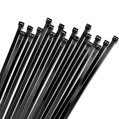 11" Black Zip Cable Ties (1000 Pack) - Reusable UV Resistant Zip Ties - Heavy Duty, Self-Locking Premium Nylon - 50lbs Tensile Strength - Cable Handcuffs Ties for Indoor and Outdoor by Bolt Dropper