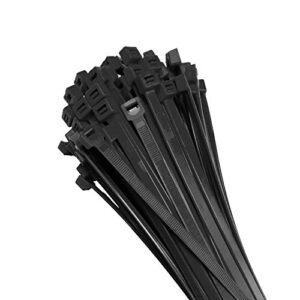 electriduct 18" nylon cable zip ties self-locking adjustable plastic ties - black (100 pack)