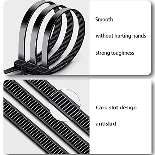 Cable Zip Ties Heavy Duty 6 Inch 100pcs Premium Plastic Wire Ties with 41 Pounds Tensile Strength Self-Locking Black Nylon Tie Wraps for Indoor and Outdoo (6 Inch)