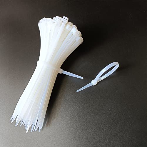 100 pcs 6 inch Cable Zip Ties Heavy Duty, Premium Plastic Wire Ties with 50 LBS Tensile Strength, Self-Locking White Nylon Cable Tie Wraps Straps for Indoor and Outdoor