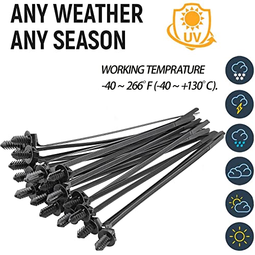 80 Pack Nylon Push Mount Cable Zip Tie, 8.3"x0.18" Heavy Duty Nylon Push Mount Self Locking UV Resistant Assortment for Indoor Wire Tying (Black)