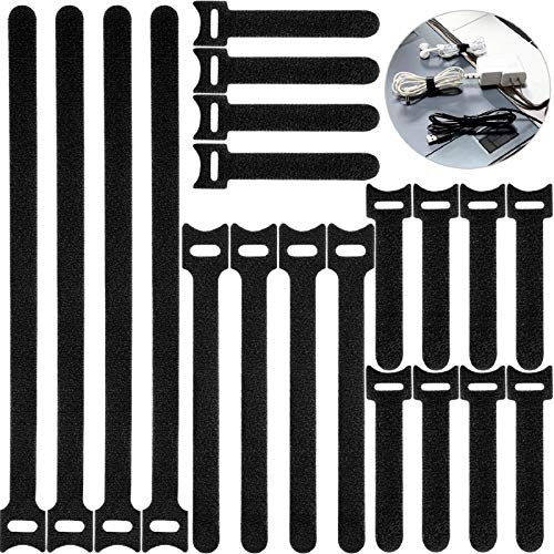 Riakrum 120 Pieces Reusable Fastening Cable Ties Cable Fastener Straps 3, 6, 10 Inch Multi-Purpose Adjustable Hook and Loop Cord Ties Nylon Cord Wire Organizer for Tying Wires (Black)