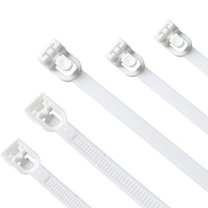 [50 Pieces] Reusable Cable Ties, Canwn Nylon Heavy Duty Zip Ties Mini Flexible Cable Tidies Slipknot Straps(White)