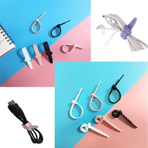 YVPSI 30pcs Silicone Zip Ties Reusable Wire Ties Cord Rubber Cable Ties Straps Elastic Cable Organizer Straps Silicone Cord Organizer Straps for Cords Wire USB Charge Management Travel Home Office