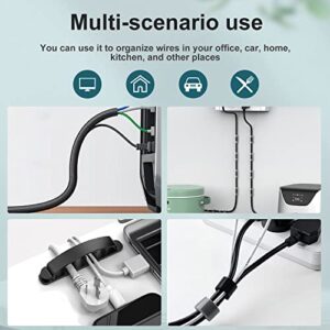 Cord Management Organizer Kit 6 Cable Sleeve Split with,50 Self Adhesive Cable Clips Holder,100 Fastening Cable Ties,10 Adhesive Cable Clips ,2 Roll Self Adhesive tie for TV Office Desk Car Desk Home