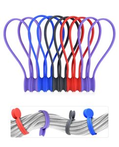 10 pcs silicone magnetic cable ties, cable clips cord organizer [1s] management cable cords, reusable magnet cable organizer, phone cord holder for organizing, bookmark whiteboard fridge magnets etc