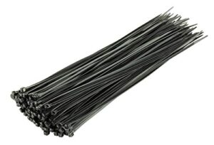 gtse 11 inch black zip ties, 100 pack, 40lb strength, uv resistant long nylon cable ties, self-locking 11" tie wraps