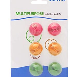 Shintop Cable Clips, Desk Cable Drop, Desk Wire Clips for All Your Computer, Electrical, Charging or Mouse Cord (Colorful,6pcs)