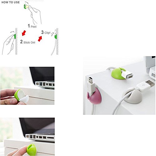 Shintop Cable Clips, Desk Cable Drop, Desk Wire Clips for All Your Computer, Electrical, Charging or Mouse Cord (Colorful,6pcs)