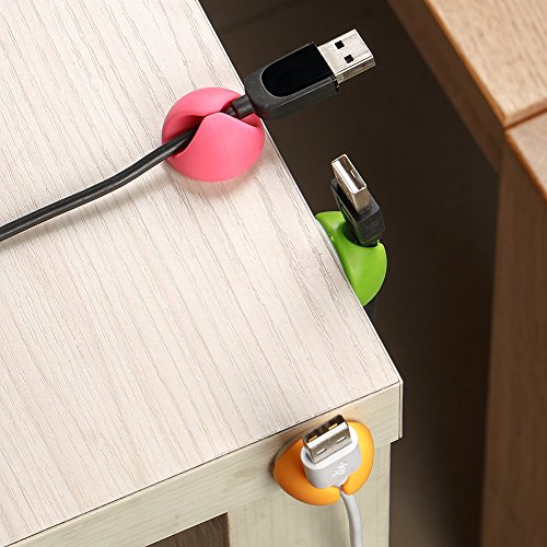 Shintop Cable Clips, Desk Cable Drop, Desk Wire Clips for All Your Computer, Electrical, Charging or Mouse Cord (Colorful,6pcs)