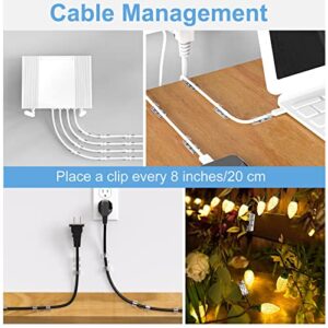 TidyHelper Adhesive Cable Clips Clear (40PCS, M), Upgraded Wire Holders Cord Clips for Wall, Strong Cord Organizer Cable Management Under Desk, Car, PC, Christmas Light Clips Indoor/Outdoor