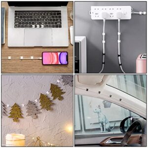 JHYuaY 150 Pcs Cable Clips, Adhesive Cable Organizer Cord Holder Wire Clip Wire Management Self Adhesive Hooks Wire Holder for Office,Home