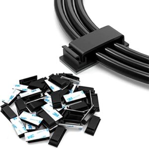 50pcs self adhesive cable clips 3m adhesive, wire clamps for cable management and cable run, cable organizers wire clips cord holder for tv pc ethernet cable under desk home office outdoor