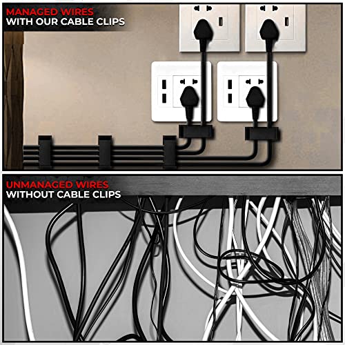 50Pcs Self Adhesive Cable Clips 3M Adhesive, Wire Clamps for Cable Management and Cable Run, Cable Organizers Wire Clips Cord Holder for TV PC Ethernet Cable Under Desk Home Office Outdoor