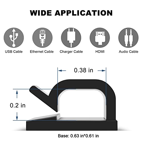 100 PCS Adhesive Cable Clips (Small, White&Black), Upgraded Wall Wire Holder Cord Organizer for Cable Management Under Desk, Light Clips Hooks for LED, Car Dash Cam, USB Cable