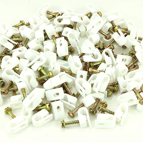 Skywalker Flexible Single Cable Screw Clips (Pack of 100 / White)