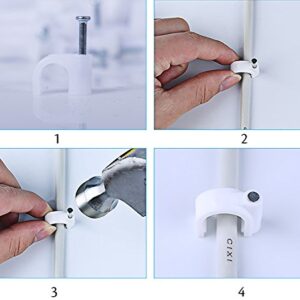 Darller 200 Pack Nail in Cable Clips Ethernet Cable Nails Tacks Clips 7mm for Cat6 Cable - White
