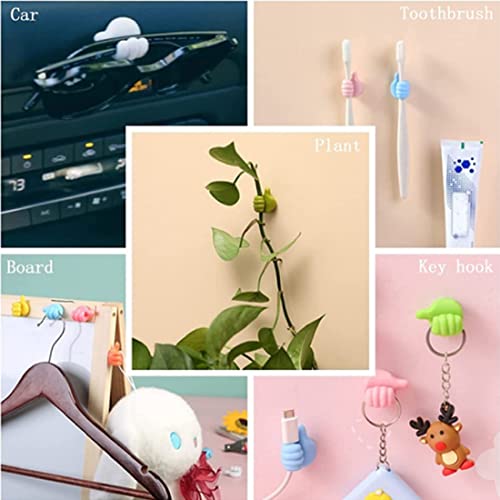 Cable Clips Organizer Sticker Hook,10pcs Creative Thumbs Up Shape Wall Hooks Self-Adhesive for Key Hanger Desktop Cord Wire Clips Wire Management Storage