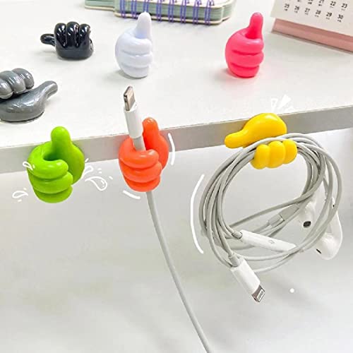 Cable Clips Organizer Sticker Hook,10pcs Creative Thumbs Up Shape Wall Hooks Self-Adhesive for Key Hanger Desktop Cord Wire Clips Wire Management Storage