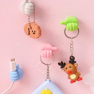 Cable Clips Organizer Sticker Hook,10pcs Creative Thumbs Up Shape Wall Hooks Self-Adhesive for Key Hanger Desktop Cord Wire Clips Wire Management Storage