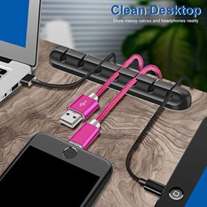 Cable Clips Cable Management, 3 Pack 7 Slots Cord Organizer 6mm Black Adhesive Cord Holders for Power Cords USB Cables Charging Cables Headphone Cables in Office and Home (Black)