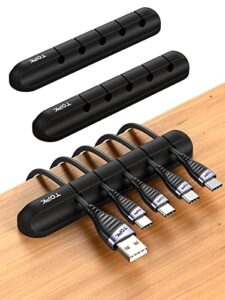 topk cable management, [3-pack/5 slots] cord organizer cable clips cord holder, cord organiser clips silicone cord organise holder for desk car home and office,compatible with usb charging cable