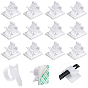 60 Pcs Adjustable Cable Clips, 3M Adhesive Cable Organizer, Sticky Cord Holder Wire Management Clips for PC, Ethernet Cable, Car, Office and Home, White