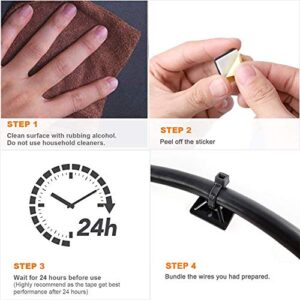 Strong Self Adhesive Wire Clips Cable Zip Tie Mounts 3/4" with 6 Inch Zipties Black UV Protection Outdoor 100 Pcs,Sticky Wire Fasteners Cable Guide Management Mounting Suqare Holder Anchor Base Small