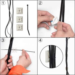 100 PCS 3/4" Black 3M Back-Glue Self Adhesive Cable Zip Tie Mounts Wire Cable Clips Holders Management Anchors Organizer Holders Squares(HS-101S)
