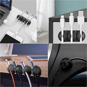 Tevado 16 Pack Cable Management, Premium Black Cable Clips Holders, Multi-Purpose Cable Cord Organizer Clips for Home and Office, Silicone Desk Self-Adhesive Cord Wire Holders