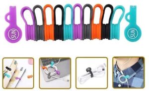 sunficon 10 pack cable organizers clips earbuds cords organizers magnetic cable clips bookmark whiteboard noticeboard fridge magnets cable manager keeper ties for kitchen office school assorted colors