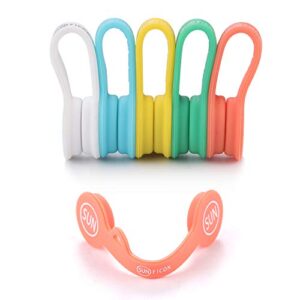 sunficon magnetic cable organizers clips earbuds cords winder bookmark clips whiteboard noticeboard fridge magnets usb cable manager ties straps for home,office,school 5 pack assorted light colors