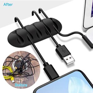 Cable Clips, Cable Organizer, Cord Management, Wire Management System, 10 Pieces, Self Adhesive for Your Wires, Charging and Mouse Cord Black Form Whellen