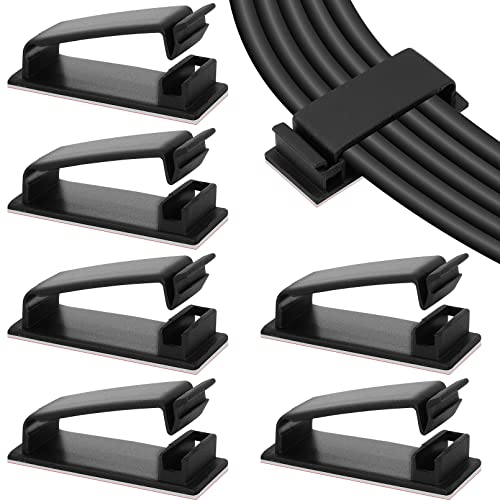 50 Pcs Cable Clips,Adhesive Cable Clips,Cable Management Clips,Self Adhesive Wire Clips,Wire Holder Cord Organizer,Cable Organizers Cord Holder for TV PC Ethernet Cable Under Desk Home Office (Black)