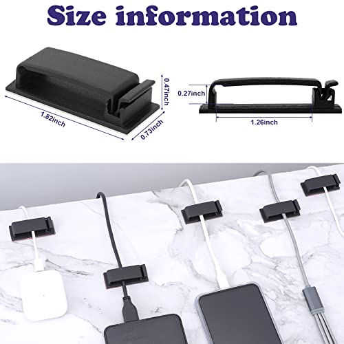 50 Pcs Cable Clips,Adhesive Cable Clips,Cable Management Clips,Self Adhesive Wire Clips,Wire Holder Cord Organizer,Cable Organizers Cord Holder for TV PC Ethernet Cable Under Desk Home Office (Black)