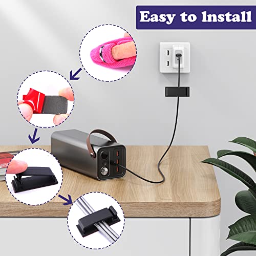 50 Pcs Cable Clips,Adhesive Cable Clips,Cable Management Clips,Self Adhesive Wire Clips,Wire Holder Cord Organizer,Cable Organizers Cord Holder for TV PC Ethernet Cable Under Desk Home Office (Black)