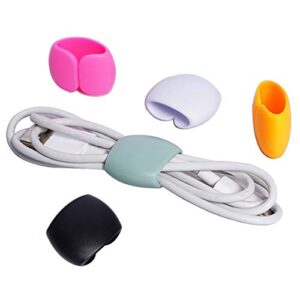 keast 4pcs reusable silicone cord organizer, headphone earphone cable organizer cord management wrap winder headphone cable winder, phone charger wire clips for business travel1