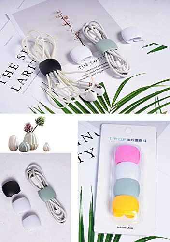 Keast 4Pcs Reusable Silicone Cord Organizer, Headphone Earphone Cable Organizer Cord Management Wrap Winder Headphone Cable Winder, Phone Charger Wire Clips for Business Travel1