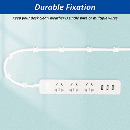 Adhesive Cable Clips - 50 Pcs Wire Holder Organizer Cord Management for Car, Ethernet Cable,Wall,Office and Home-White (41/64"x37/64"-50PCS, White)