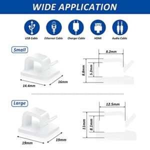 Adhesive Cable Clips - 50 Pcs Wire Holder Organizer Cord Management for Car, Ethernet Cable,Wall,Office and Home-White (41/64"x37/64"-50PCS, White)