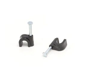 single coaxial cable clips, cat6, electrical wire cable clip, 1/4 in (6 mm) nail clip and fastener, black (10 pieces per bag)