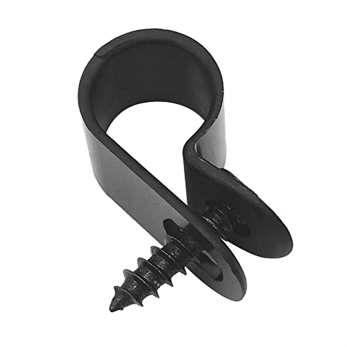 Alamic Cable Clamp R-Type Cable Clip Wire Clamp 3/8" Nylon Screw Mounting Cord Fastener Clips with Screws for Wire Management - Black - 50 Pcs