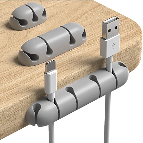 Cable Clips 3 PCS Cord Holder Adhesive Cable Management Cable Cord Organizer for Home Office Car Desk Accessories, Universal Cable Fit (Grey)