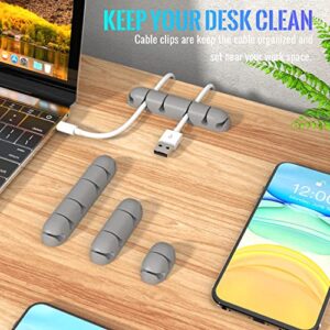 Cable Clips 3 PCS Cord Holder Adhesive Cable Management Cable Cord Organizer for Home Office Car Desk Accessories, Universal Cable Fit (Grey)