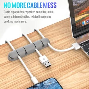 Cable Clips 3 PCS Cord Holder Adhesive Cable Management Cable Cord Organizer for Home Office Car Desk Accessories, Universal Cable Fit (Grey)