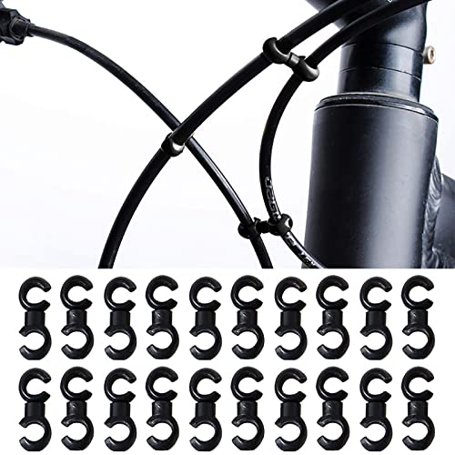 VANICE 20 Pcs Bicycle Brake Cable S Style Clips Buckle Hose Guide Black Cross Line Clip for Road Bike MTB