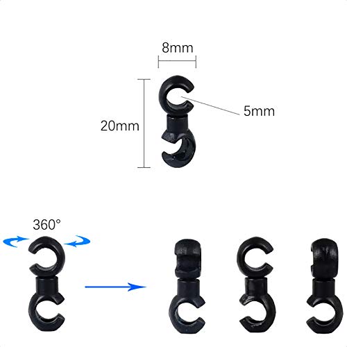 VANICE 20 Pcs Bicycle Brake Cable S Style Clips Buckle Hose Guide Black Cross Line Clip for Road Bike MTB