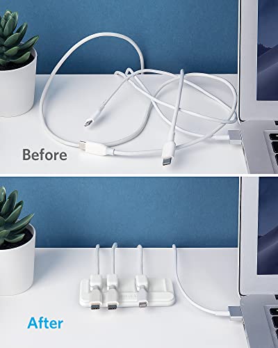 Anker Cable Management, Magnetic Cable Holder, Desktop Multipurpose Cord Keeper, 5 Clips for Lightning Cables, USB C Cables, Micro Cables, Other Wires, Sticks to Wood, Marble, Metal, Glass (White)